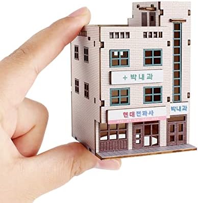 מודל צעיר [צוות] מודל צעיר קוריאני 3 פאזלים מעץ צעצועים יצירתיים דגם בניין ערכות-רפואה פנימית מרפאה 1970 של ערכת תצוגת רחוב, מתנה הטובה